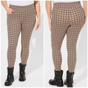 Torrid Tan Micro Houndstooth Studio Pixie Luxe Ponte Skinny Pant 1X Regular